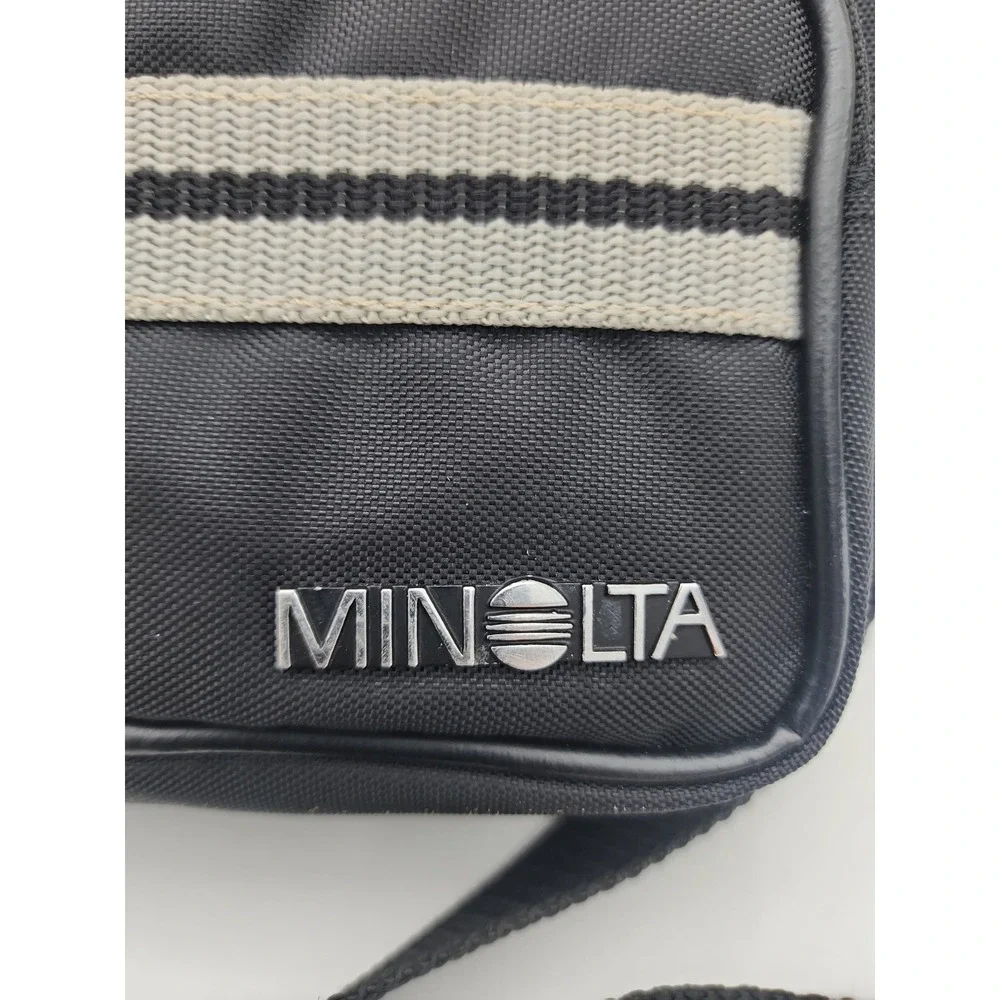 Vintage 80s Minolta Camera Bag Black Padded 2 Pocket Crossbody Strap